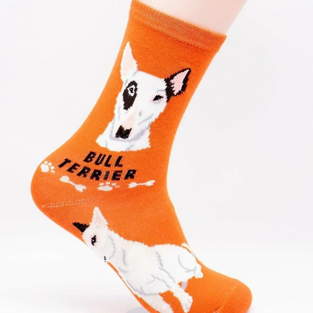 Bull Terrier Dog Breed Loyal Companion Women's Foozys Puppy Dogs 2 Pairs Socks